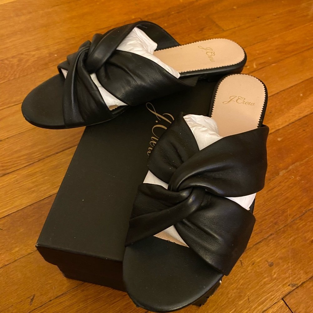 J Crew Metallic Leather Slides - image 2